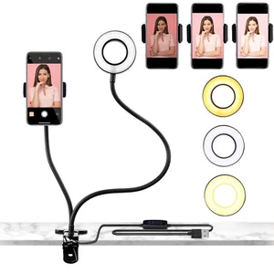Selfie Ring LED Light with Cell Phone Holder Stand for Live Stream & Makeup Flex - Picture 1 of 9