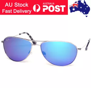 Maui Jim Sea House Polarized Aviator Sunglasses Silver/Blue Hawaii LENS B772-17 - Picture 1 of 5