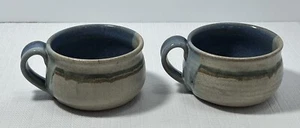 2 Handmade Studio Art Pottery Large Soup Crock Handle Bowl Signed Karen 91 - Picture 1 of 10