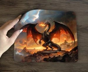 FIRE DRAGON MOUSE PAD, Fantasy Creature Lava Red Orange Computer Desk Mat D639 - Picture 1 of 4