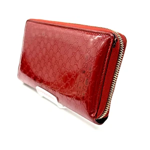 GUCCI Micro GG Long Wallet Heart Patent Leather Red Authentic - Picture 1 of 24