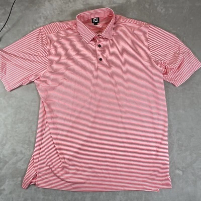 Camisa polo de golf Footjoy para hombre XXL rosa a rayas con logotipo Foto 1 de 4