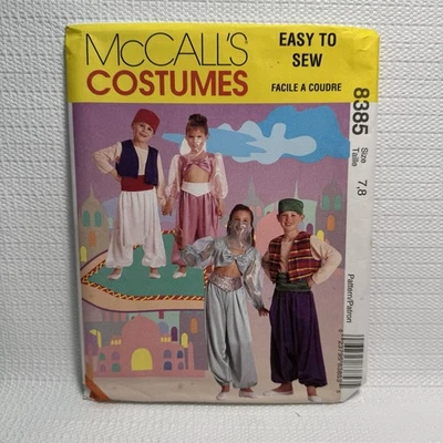 McCalls 8385 Girls Boy Aladdin Jasmine Jeanie Costume Pattern 7-8 Uncut - Image 1 of 4