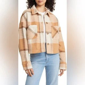 NWT Rip Curl Cozy Tropics Plaid Flannel Button Down Jacket Size Small - Picture 1 of 11