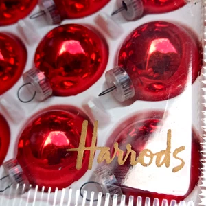 🔥 Vintage Harrods Christmas Baubles In Original Box Red Ornament Decoration - Picture 1 of 14