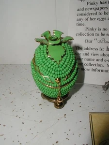 Hand Decorated Real Egg Beaded Trinket Box Gift Handmade Pinky of Houston H - Picture 1 of 7