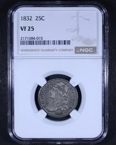 1832 Capped Bust Quarter - 25c NGC VF25 - Nice Coin! - Picture 1 of 4