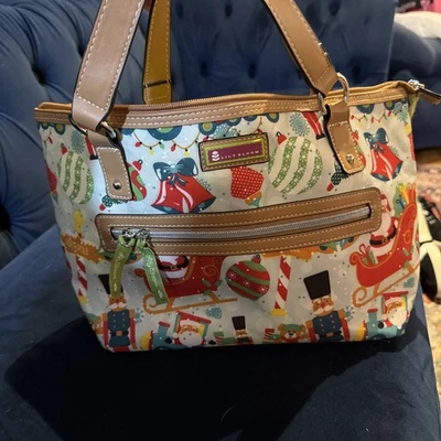 NEW LILY BLOOM SANTA BLUES CHRISTMAS PURSE EVERYDAY DOUBLE HANDLE RECYLED PLAST - Image 1 of 4