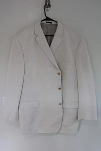 BEIGE HERRINGBONE CALVIN KLEIN 100% LEINEN SPORT MANTEL Gr 54L Anzugjacke 54 LANG - Bild 1 von 5