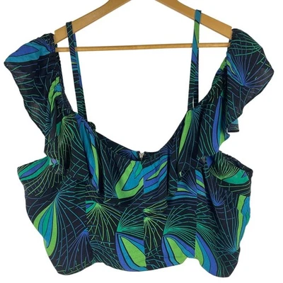 Trashy Diva Deco Павлин с оборками через плечо черный синий укороченный топ женский 24 - Изображение 1 из 4