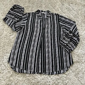 Blusa túnica Notations para mujer negra a rayas talla XL manga 3/4 cuello en V - Imagen 1 de 7