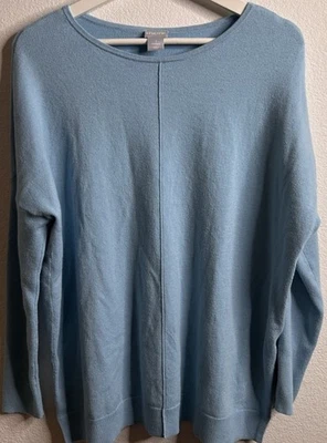 Suéter Pullover Chicos Talla Mediana 1 Mezcla Algodón Cachemira Manga Dolman Azul Foto 1 de 4