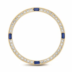 JUEGO DE CUENTAS BISEL DIAMANTE NATURAL 1CT PARA ROLEX 31MM CON 4 ZAFIROS ESQUINEROS YG - Imagen 1 de 6