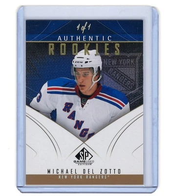 2009/10 SP Game Used Authentic Rookies Michael Del Zotto Gold Spectrum RC 1/1 - Image 1 of 2