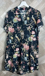 Top túnica GP & J BAKER H&M manga corta negro floral pájaro UE 32 UK 4/6 de gran tamaño - Imagen 1 de 22