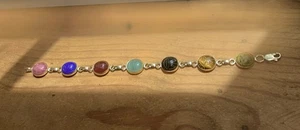Fine Estate 14K YG Van Dell Scarab Bracelet w Semi Precious Gems -7 1/4"L - Picture 1 of 10