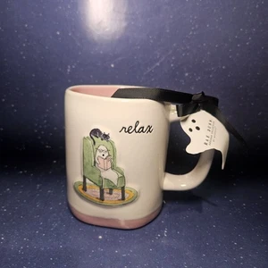 Rae Dunn RELAX Ghost in Chair Halloween Mug With Black Cat - Picture 1 of 6