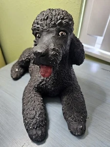 Pudel Hund Statue Türstopper, Vintage 15" schwarz Beton Skulptur Garten Figur - Bild 1 von 15