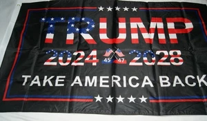 Trump Take America Back Flagge 3'x5' schwarz doppelseitig 2024 2028 Metall Ösen - Bild 1 von 8