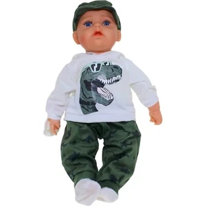 Cotton Candy - Baby Doll Jack With Dummy - White Hoodie With Dinosaur - Imagen 1 de 2