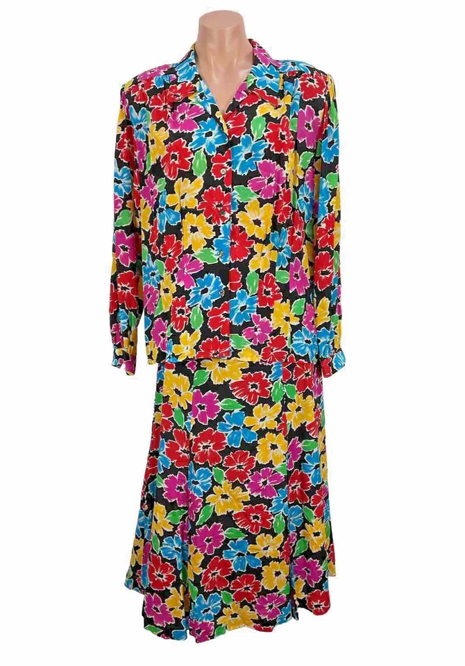 Vestido Liz Claiborne 10/12 Mujer Falda Traje Floral Lápiz Vintage Años 80 90 Foto 1 de 4