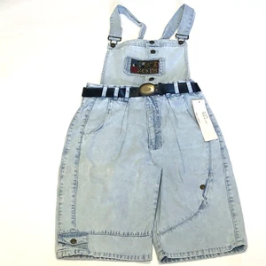 Vintage Girls SOTA State Of The Art Light Acid Wash Jean Overall Shorts-Size 7/8 - Picture 1 of 12