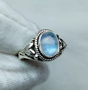 925 Sterling Silver Ring Rainbow Moonstone Ring Handmade Ring Fine Jewelry R42 - Picture 1 of 28