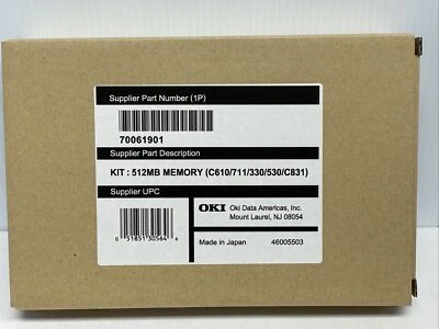70061901 512MB Memory for OKI Printer C610/711/330/530/C831 Original OEM - Image 1 of 2