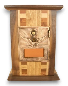 Bank Post Office Lock Box Door Combination Brass Eagle Wood NEW Handcrafted 13" - Picture 1 of 9