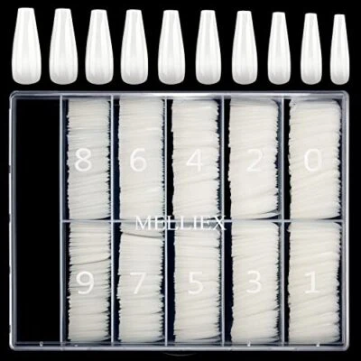 MELLIEX 500 St Falsche Nail Tips Natürliche Künstliche Acryl Nageltips Ballerina Vo...