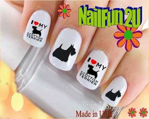 Calcomanías de uñas Nail Art 161A RAZA DE PERRO Scottish Terrier amor deslizamiento de agua transferencias - Imagen 1 de 2