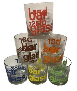 Vintage Morgan bar glass Set of 6  Glasses Multicolor Pop Art MCM Mod - Picture 1 of 18