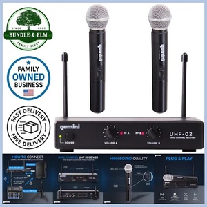 Wireless Microphone System Dual UHF Handheld Mics for Karaoke Events Podcasting - Bild 1 von 9