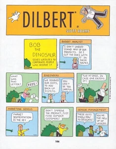 1990's Vintage Dilbert COMIC STRIP Pin-Up WALL ART - BOB THE DINOSAUR WEDGIES - Picture 1 of 4