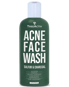 TreeActiv Charcoal Acne Exfoliating Face Wash, Hydrating Sulfur, 200 Uses - Picture 1 of 11