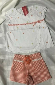 Gymboree FRESHLY PICKED White Top w/Flrl Emb & Gingham Shorts Set 2Pc NWT 3 or 4 - Picture 1 of 3