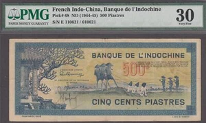 French Indochina 500 Piastres Banknote P-68  ND (1944-45)  PMG 30 - Picture 1 of 2
