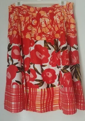 Falda forrada con estampado floral roja Nygard con cremallera lateral talla 12 para mujer Foto 1 de 3