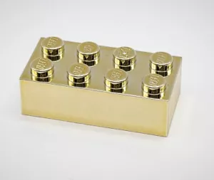 Lego Chrome Gold Plated Brick 2x4 3001 New!! - Picture 1 of 5
