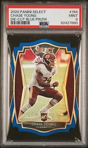 Chase Young 2020 Panini Select Die-Cut Blue Prizm #164 49ers RC Rookie PSA 9
