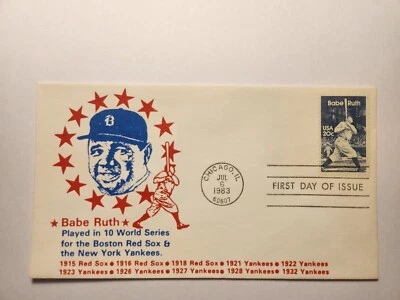 FDC Babe Ruth MLB NY Yankees Boston Red Sox World Series D-824 1983 - Image 1 of 3