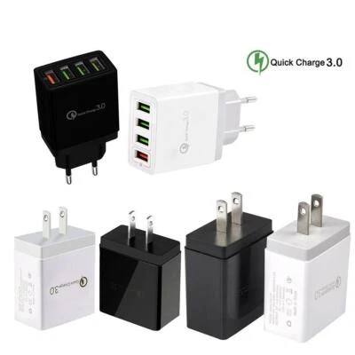4Ports QC3.0 Quick Charge USB Hub Wall Charger Led Light Display US EU UK Plug X - Image 1 of 4