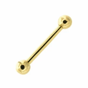 Straight Barbell Eyebrow Nipple Tongue Piercing Ring Real 14K Yellow Gold 16G - Picture 1 of 2