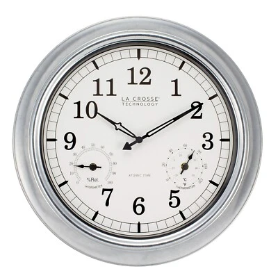 BBB87740 La Crosse Technology 18" Indoor/Outdoor Atomic Galvanized Wall Clock - Image 1 of 4
