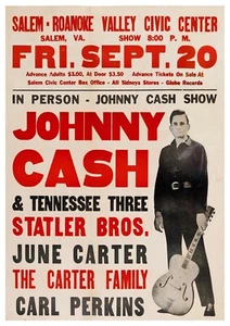 Reproduction Johnny Cash "Salem Civic Centre" Poster, Home Wall Art, Size: A2 - Bild 1 von 1