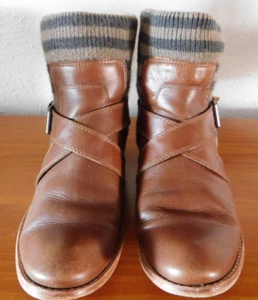 Herrliche Damen Leder Pull-On Stiefelette braun mit Strick-Akzent Größe 8,5M - Bild 1 von 8