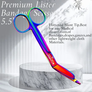 TIJERAS VENDAJE 1EA LISTER 5.5" COLOR ARCO IRIS INSTRUMENTOS MÉDICOS PREMIUM ENT - Imagen 1 de 6