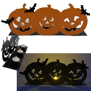 Hallmark 3 Candle Holders Jack O Lanterns Tealight Halloween Decoration Pumpkin - Picture 1 of 23