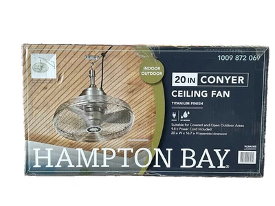 Hampton Bay Conyer 20 in. Indoor/Outdoor 3-Speed Fan Silver w/ Hanging Hook - Image 1 of 4