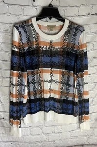 Burberry London Women’s Crewneck Knit Sweater Cotton Multicolor Large See Notes - Picture 1 of 11